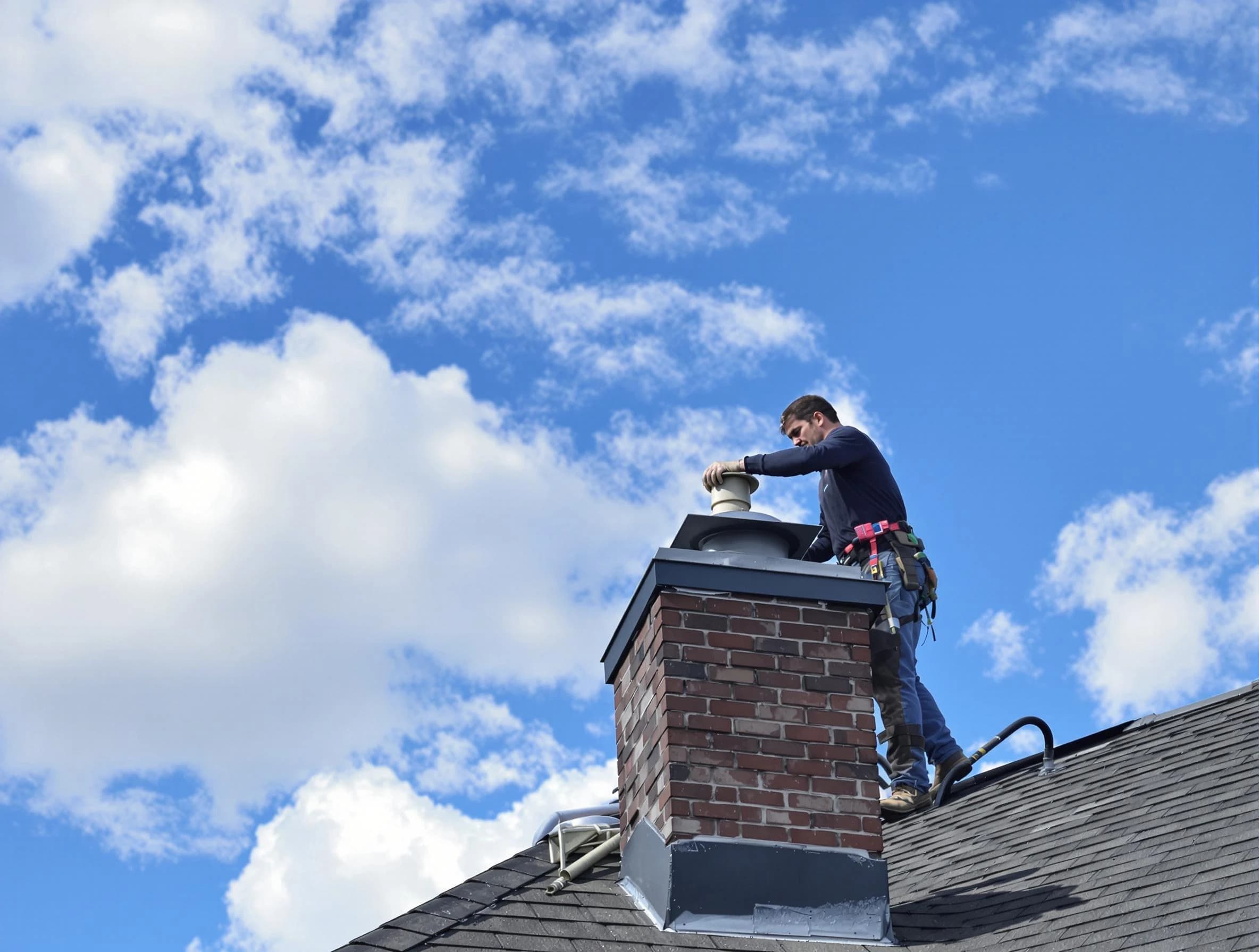 Forestdale Chimney Sweep installing a sturdy chimney cap in Forestdale, AL