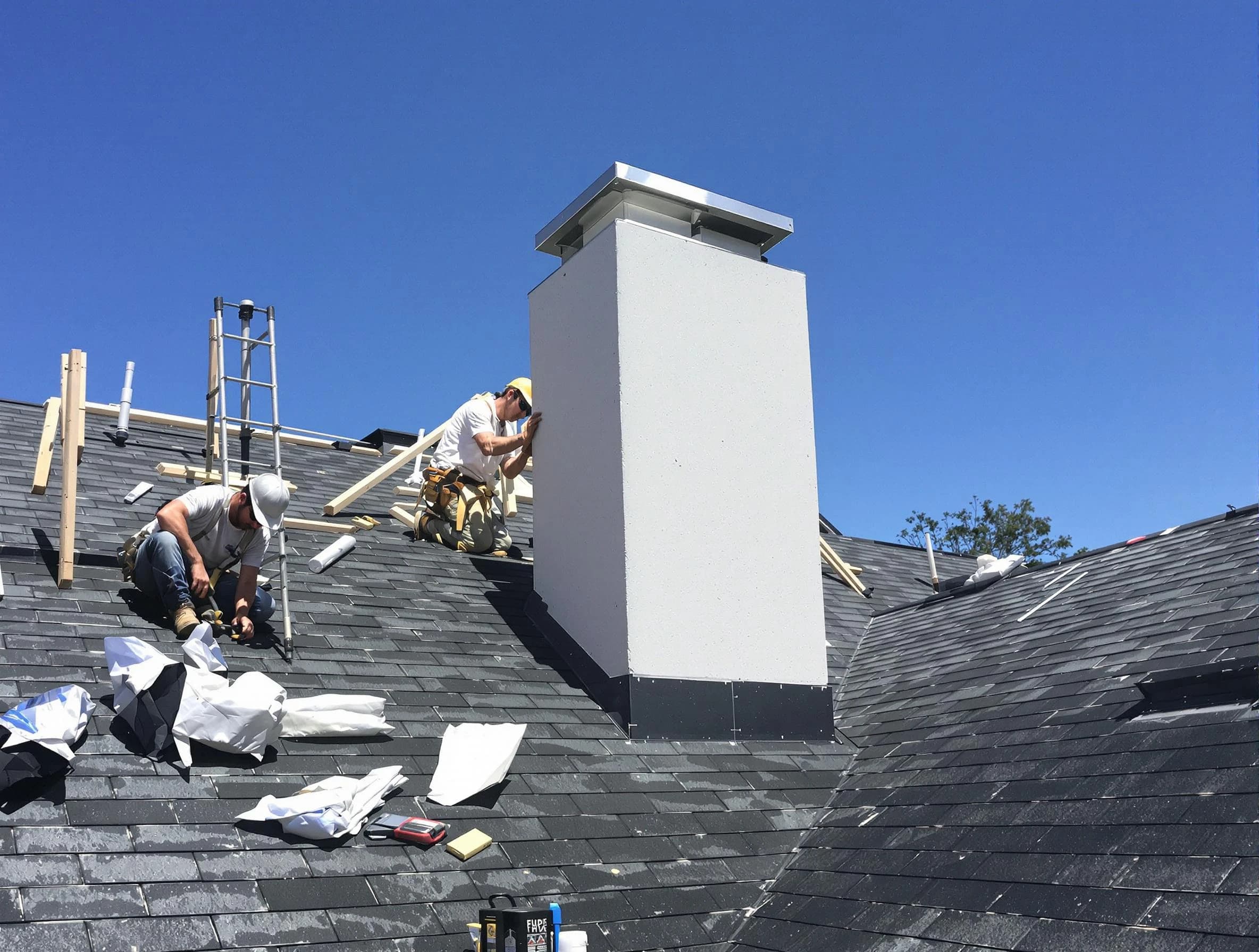 Forestdale Chimney Sweep crew installing a new chimney in Forestdale, AL