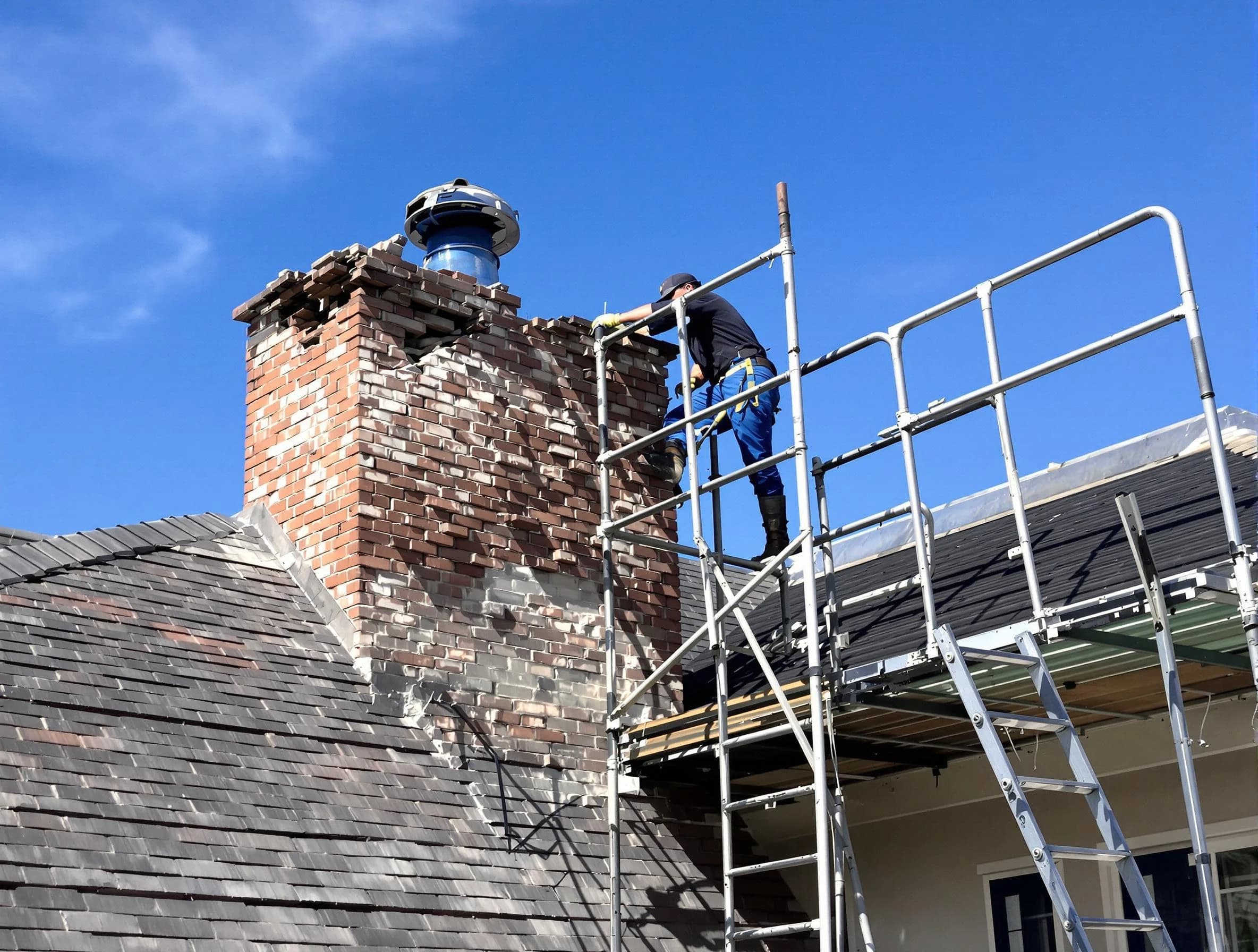 Rebuilding a chimney structure by Forestdale Chimney Sweep in Forestdale, AL