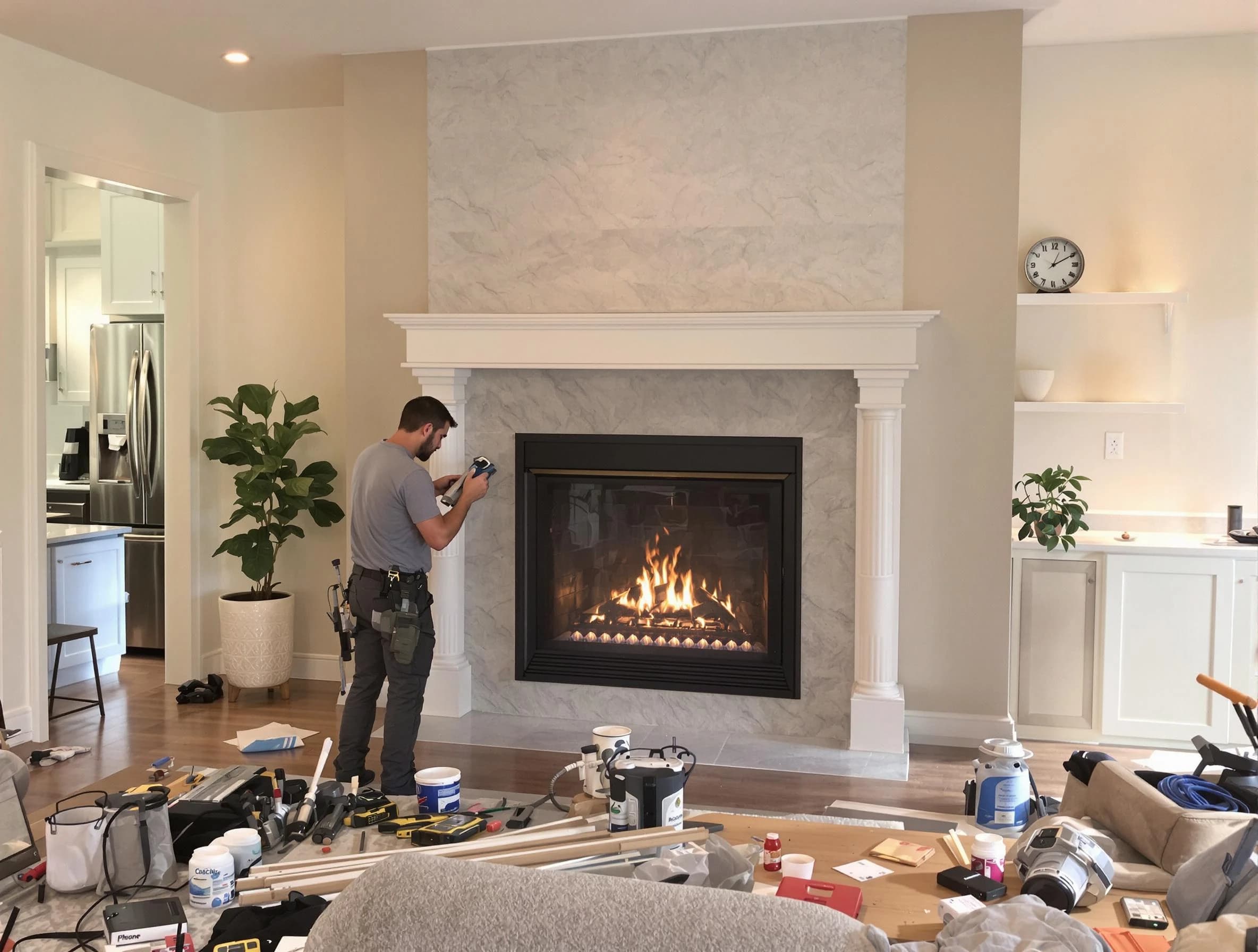 Newly installed fireplace by Forestdale Chimney Sweep in Forestdale, AL