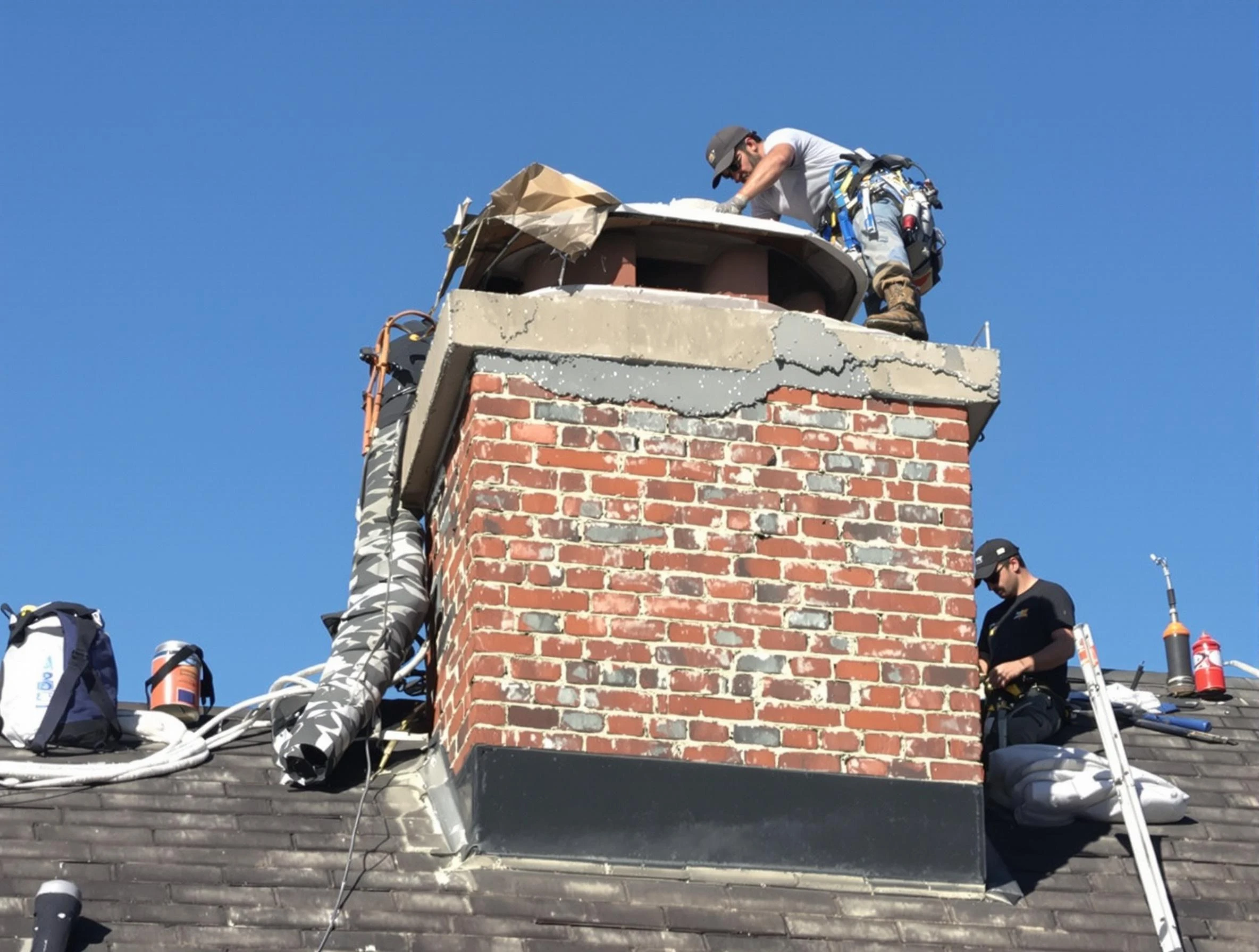 Forestdale Chimney Sweep installing a custom chimney crown in Forestdale, AL