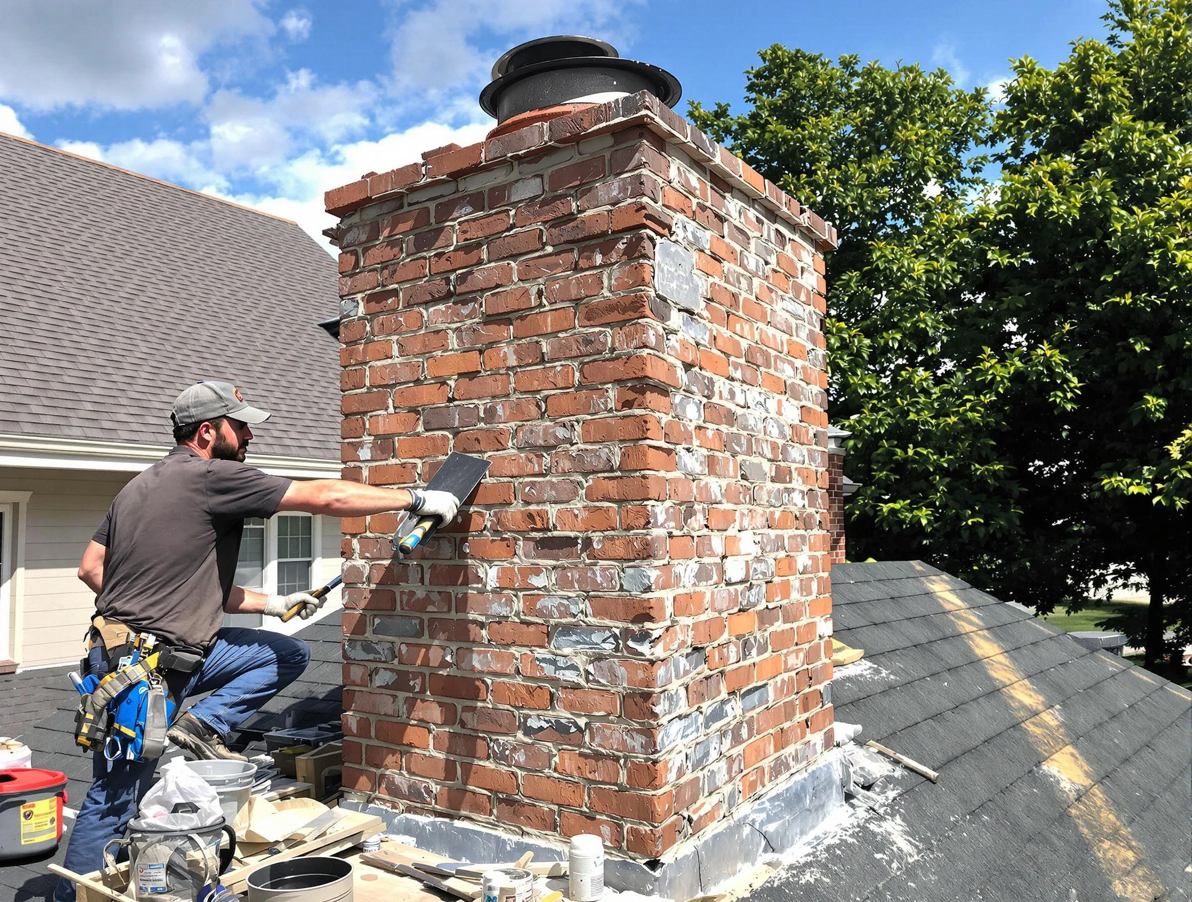 Completed chimney rebuild by Forestdale Chimney Sweep in Forestdale, AL