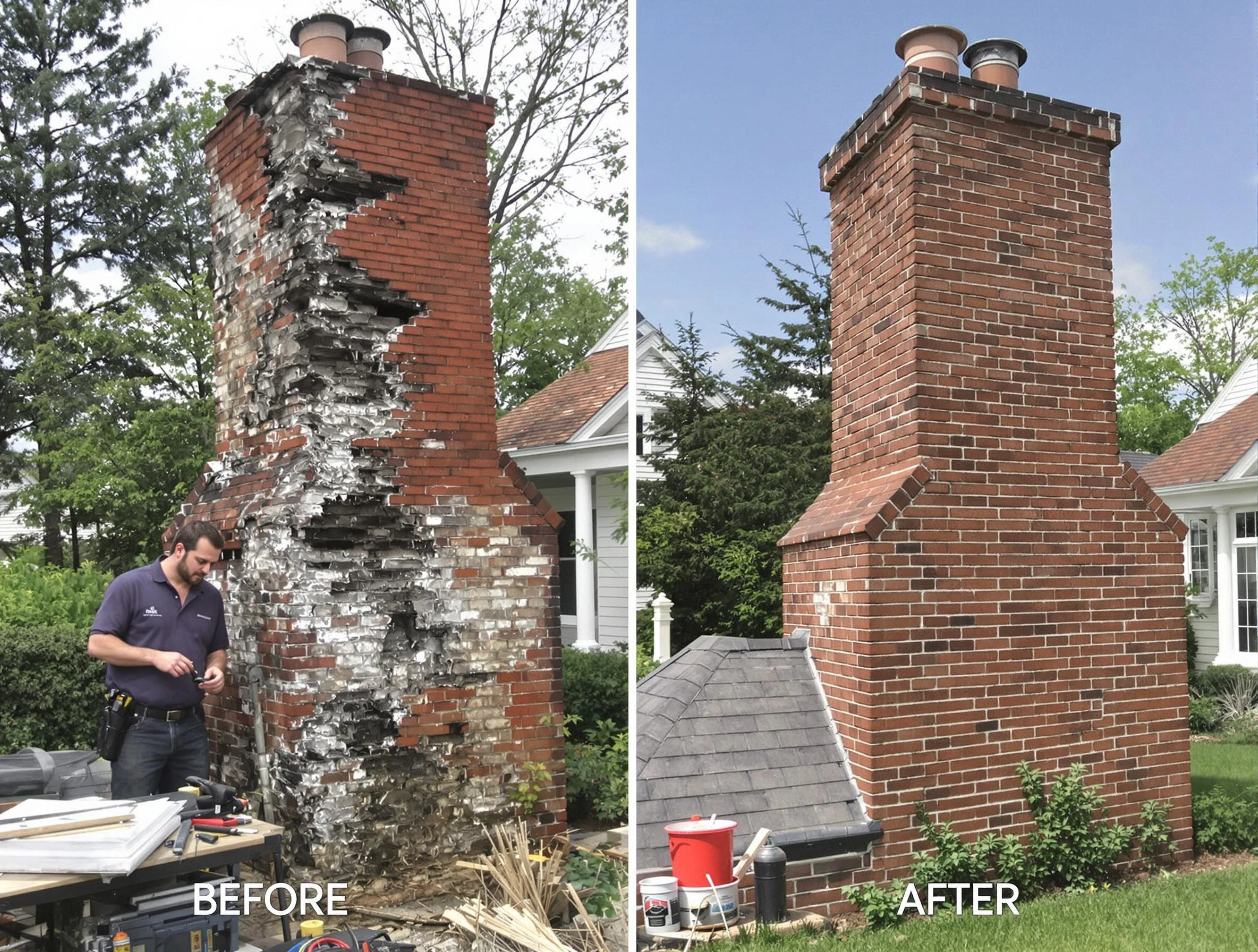 Forestdale Chimney Sweep performing a full chimney restoration in Forestdale, AL