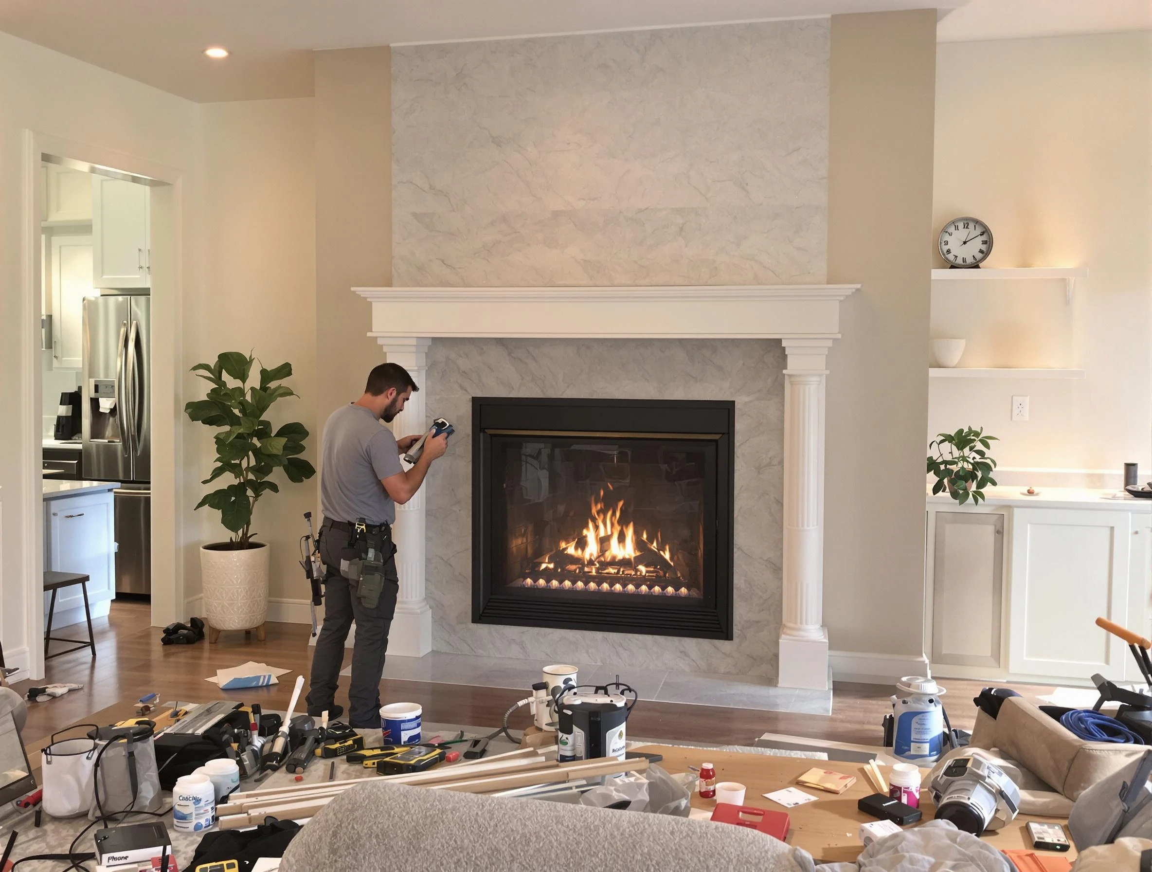 Newly installed fireplace by Forestdale Chimney Sweep in Forestdale, AL