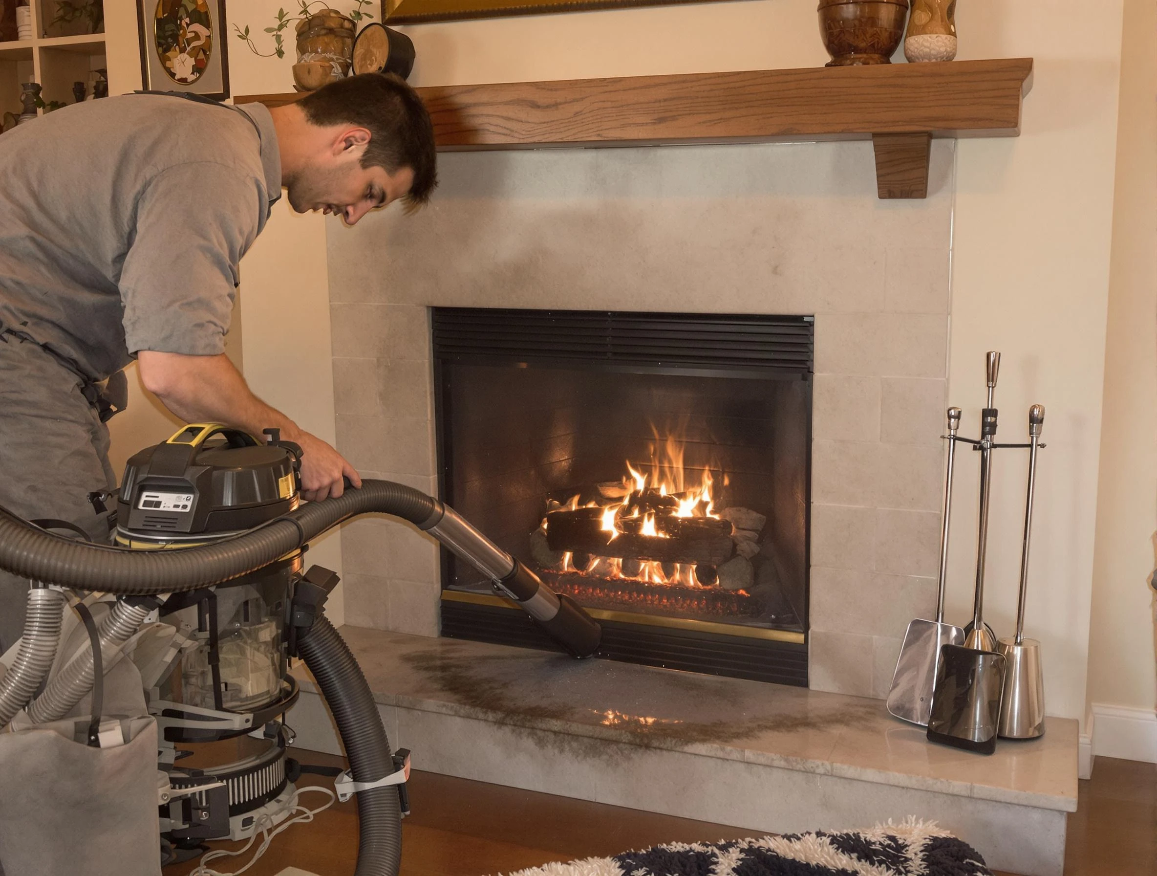 Routine fireplace upkeep by Forestdale Chimney Sweep in Forestdale, AL